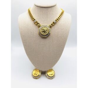 Vintage Chameau Et Chameau Francaise Coin Replica Crystal Gold Plated Set